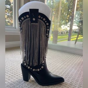 Dolls Kill Sugar Thrillz Present Perfect Cowboy Boots-Black Size 8